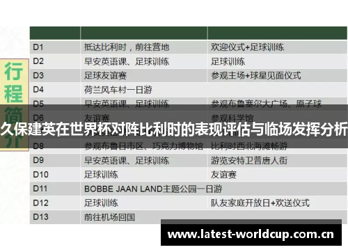 久保建英在世界杯对阵比利时的表现评估与临场发挥分析 久保建英在世界杯对阵比利时的表现评估与临场发挥分析